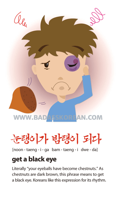 눈탱이가 밤탱이 되다 illustrated slang card